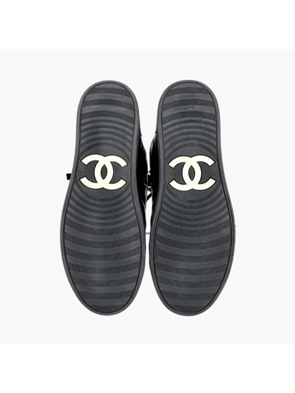 Chanel CC Pearl High Top Sneakers Black Size 38 US 7-7.5 Women's Quilted Nylon